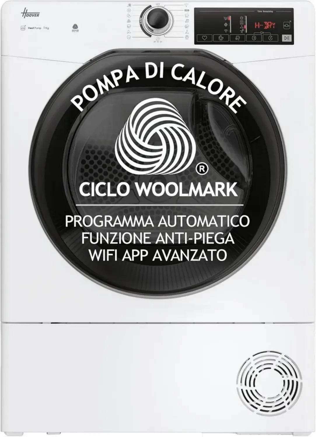 Hoover H-DRY 350 Wärmepumpentrockner 9 kg, freistehend, WLAN und App-Steuerung, 16 Programme, Weiß - Energieklasse D